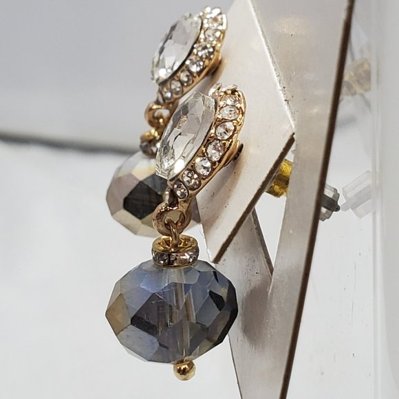 Ali Khan Hematite faceted glass bead with gold and rhinestone pierced … - Picture 9 of 12